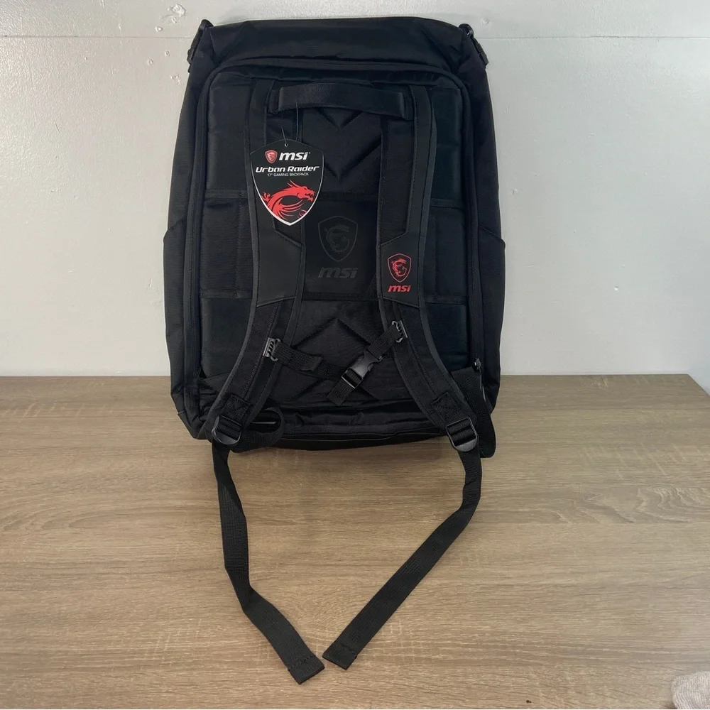 MSI Urban Raider Gaming Backpack Unisex Black Red Dragon Logo 17 In. Laptop Bag